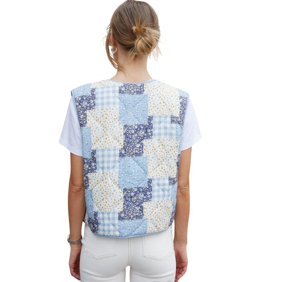 Threadbare Dames Cabos Patchwork Gevoerde Regular Gilet (Blauw) - Image 2