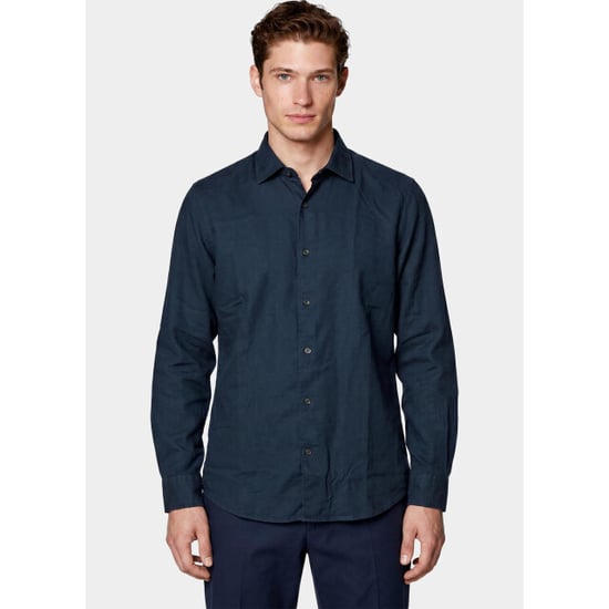 Bos Bright Blue Casual hemd lange mouw linnen shirt 5405.426/208 - Image 1