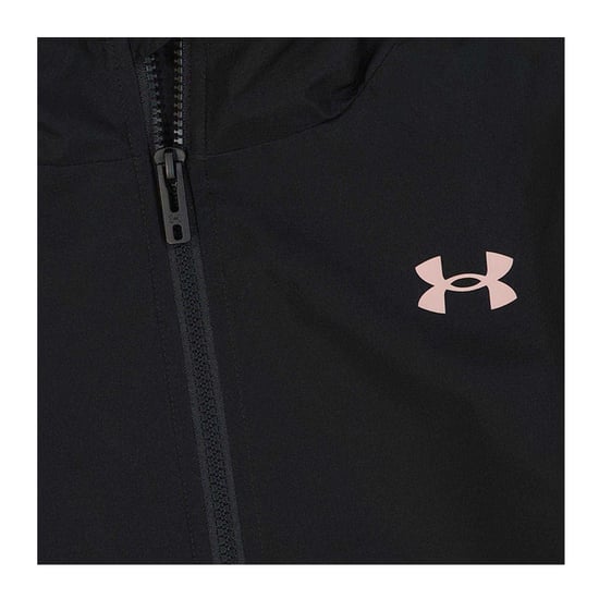 Under Armour Windbreaker med hel dragkedja för flickor (Svart/rosa) - Image 4