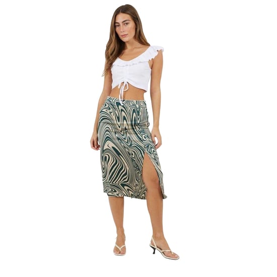 Brave Soul Midi-rok met wervelend patroon voor dames (Groen) - Image 4