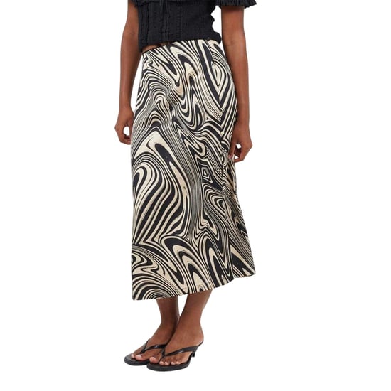 Brave Soul Midi-rok met wervelend patroon voor dames (Zwart) - Image 1