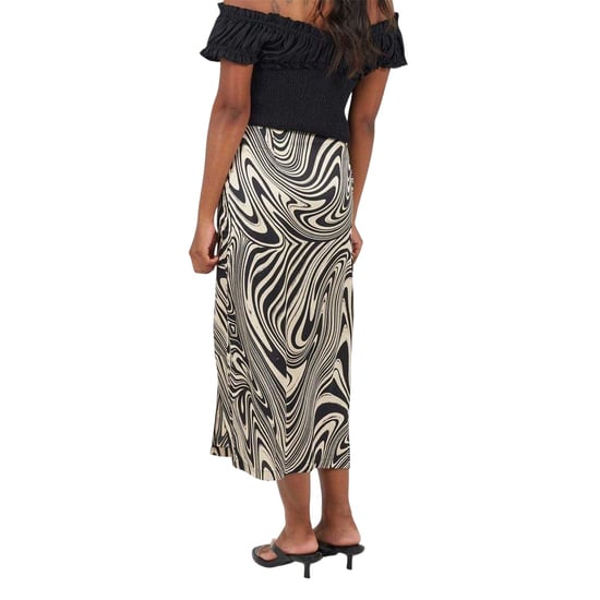 Brave Soul Midi-rok met wervelend patroon voor dames (Zwart) - Image 2