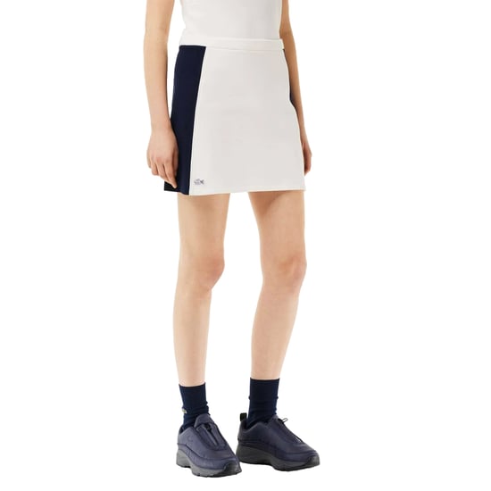 Lacoste Minirok van piqué met kleurblokken voor dames (Wit, Marine) - Image 1