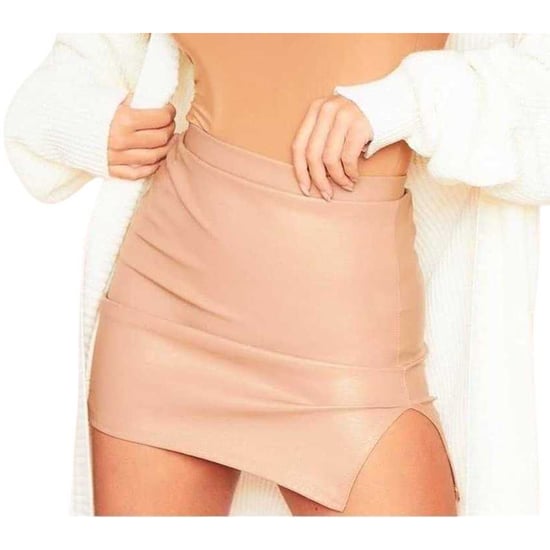 Missy Empire Getailleerde minirok met split aan de zijkant voor dames (Kameel) - Image 2