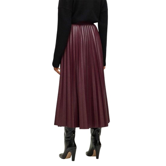 Boss Veplika midi-rok met plooien van imitatieleer voor dames (Rood) - Image 3
