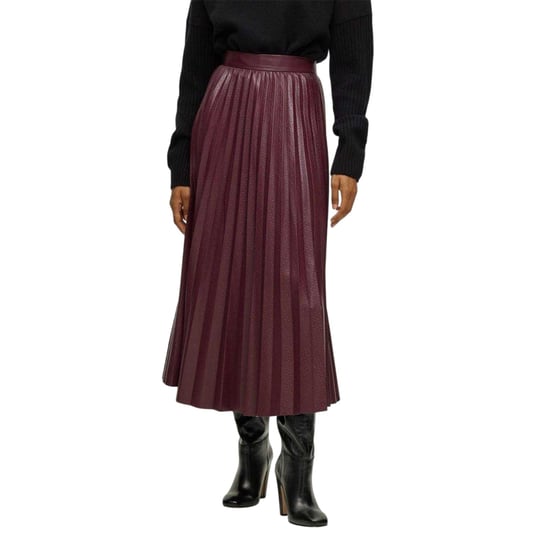Boss Veplika midi-rok met plooien van imitatieleer voor dames (Rood) - Image 4