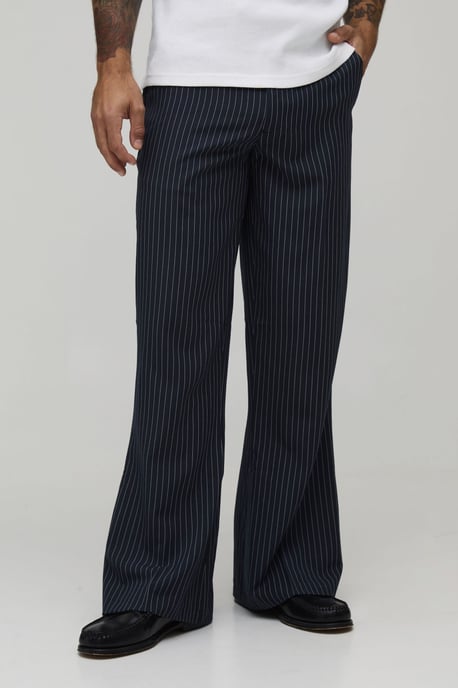 Pinstripe Slim Flared Tailored Trousers - Image 1