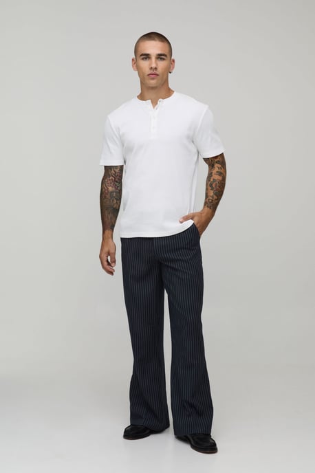 Pinstripe Slim Flared Tailored Trousers - Image 4