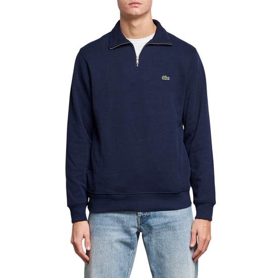 Lacoste Mens Cotton Blend Quarter Zip Sweatshirt (Navy) - Image 1