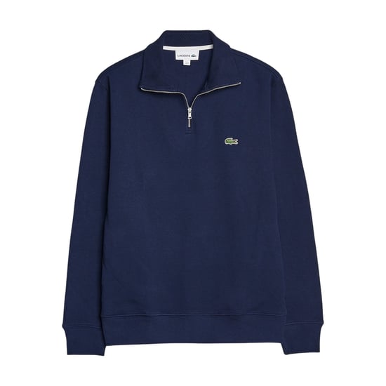 Lacoste Mens Cotton Blend Quarter Zip Sweatshirt (Navy) - Image 2