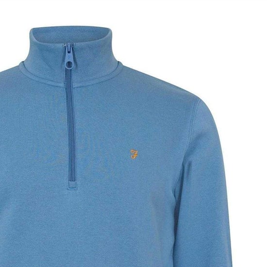 Farah Heren Wilsdon Fleece Sweatshirt met Kwartrits (Blauw) - Image 2