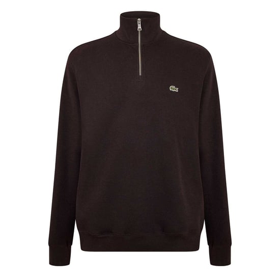 Lacoste Mens Cotton Blend Quarter Zip Sweatshirt (Brown) - Image 1