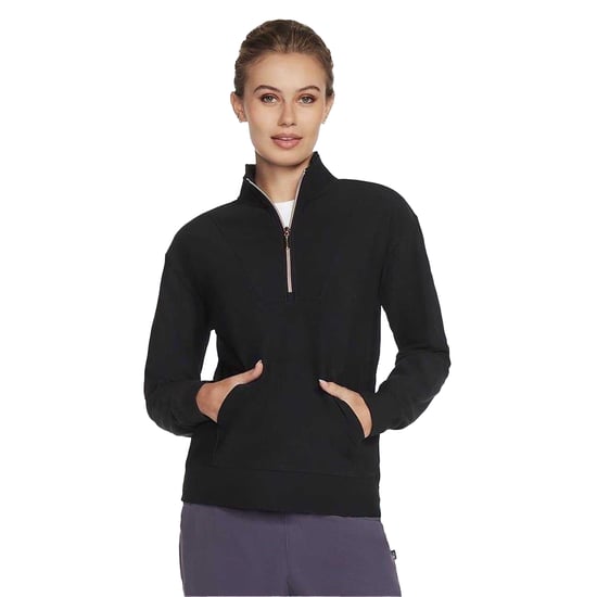 Skechers Womens/Ladies GoLuxe Ribbed Quarter Zip Sweatshirt (Black) - Image 2
