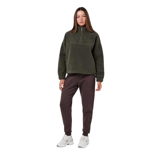 Slazenger Dames/Dames Fleece Sweatshirt met Kwartrits (Kaki Groen) - Image 1