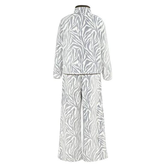 Biba Loungewear-set voor dames met zebraprint en fleece en een trechterhals (Wit, Zwart) - Image 2