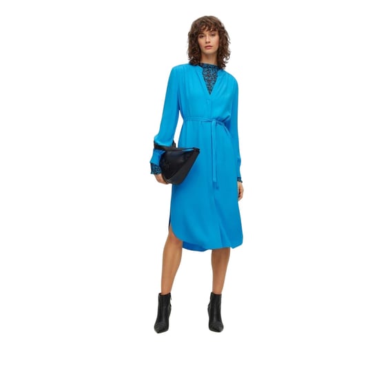 Boss Dibanorah midi-shirtjurk met V-hals en lange mouwen voor dames (Helder Blauw) - Image 4