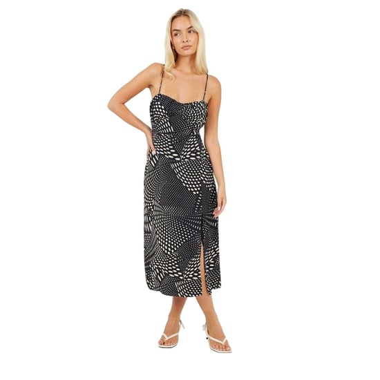 Brave Soul Midi-jurk met hartvormige halslijn voor dames (Zwart, Wit) - Image 1