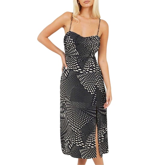 Brave Soul Midi-jurk met hartvormige halslijn voor dames (Zwart, Wit) - Image 2