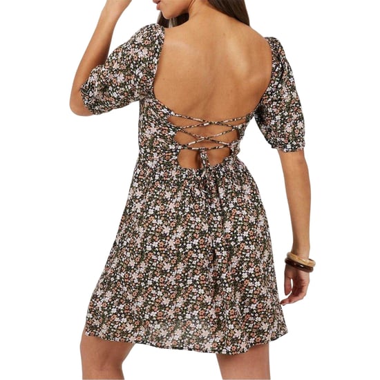 Brave Soul Mini-jurk voor dames met bloemenprint, vierkante halslijn en pofmouwen (Roze/Multikleurig) - Image 2