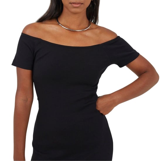 Brave Soul dames off-shoulder korte mouw bodycon jurk (zwart) - Image 3
