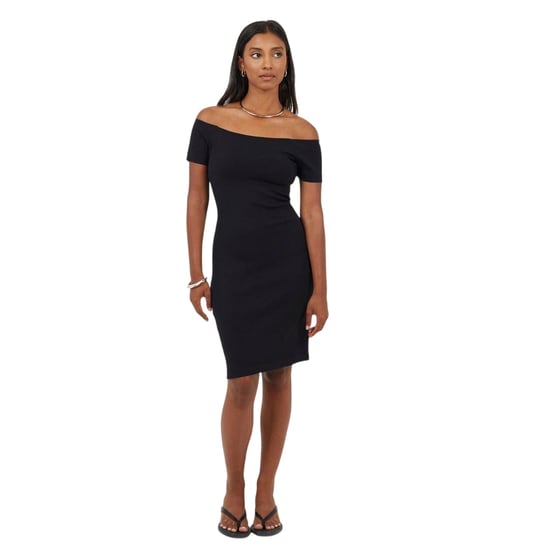 Brave Soul dames off-shoulder korte mouw bodycon jurk (zwart) - Image 4