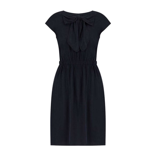 Emporio Armani EA7 Midi-jurk met strik en kapmouwtjes voor dames (Zwart) - Image 1
