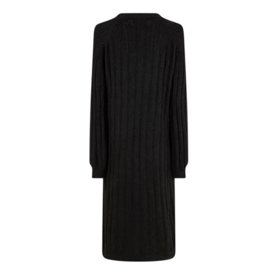Pieces Gebreide midi-jurk met ronde hals en lange mouwen voor dames (Zwart) - Image 3