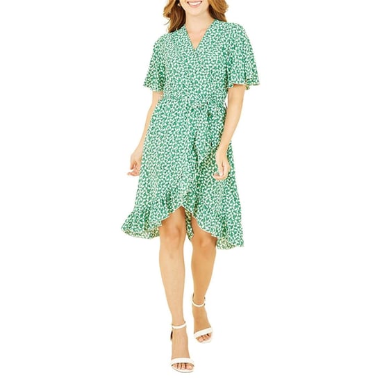 Mela London Womens/Ladies Ditsy Floral V Neck Wrap Dress (Green) - Image 1