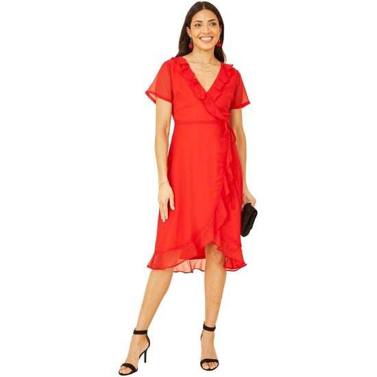 Yumi Dames Franje V-Hals Wikkeljurk (Rood) - Image 1