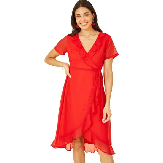 Yumi Dames Franje V-Hals Wikkeljurk (Rood) - Image 4