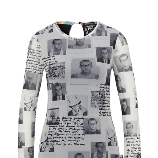 Boss Damesjurk met ronde hals en lange mouwen in bodycon-stijl met Keith Haring-print (Zwart) - Image 2