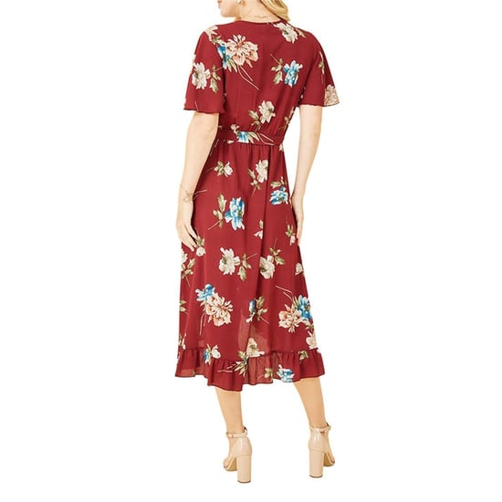 Mela London Womens/Ladies Floral V Neck Wrap Dress (Red) - Image 2