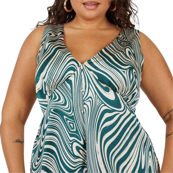 Brave Soul Mouwloze mini-jurk met V-hals en swirl-patroon voor dames (Groen) - Image 3