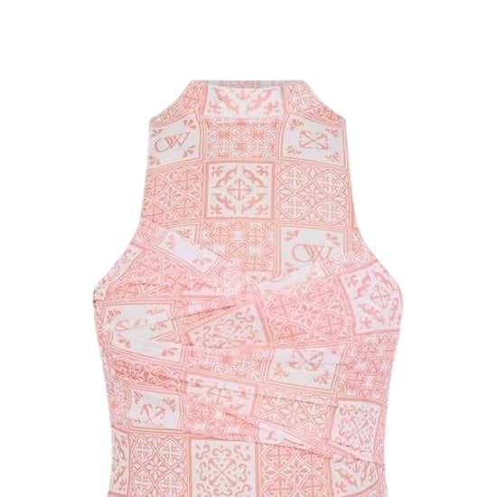 Off White Womens/Ladies Tulle High Collar Slip Dress (Pink/White) - Image 3