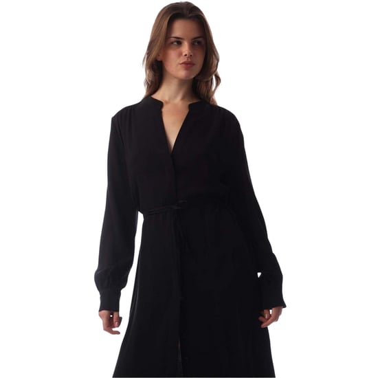 Boss Dibanorah midi-shirtjurk met V-hals en lange mouwen voor dames (Zwart) - Image 3