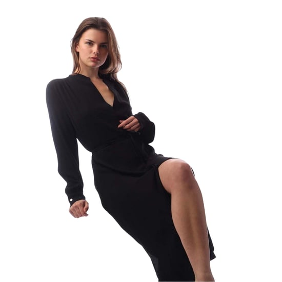 Boss Dibanorah midi-shirtjurk met V-hals en lange mouwen voor dames (Zwart) - Image 4