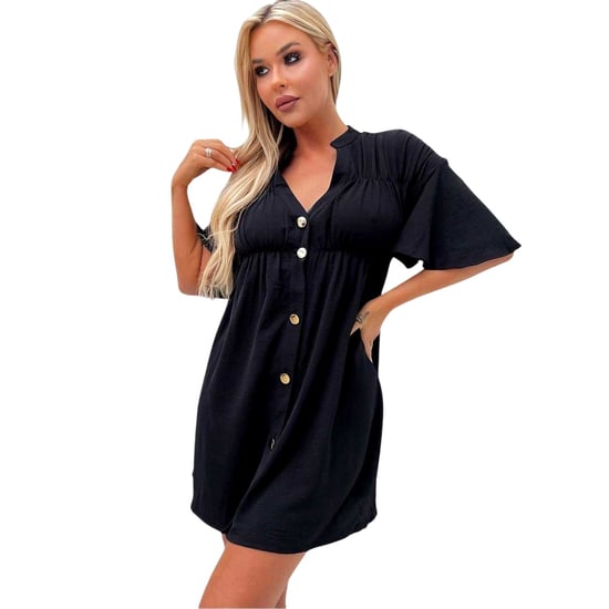 AX Paris Womens/Ladies Ruched Button-Down Smock Dress (Black) - Image 3