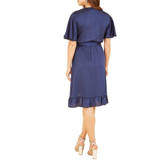 Mela London Womens/Ladies V Neck Flutter Wrap Dress (Navy) - Image 2