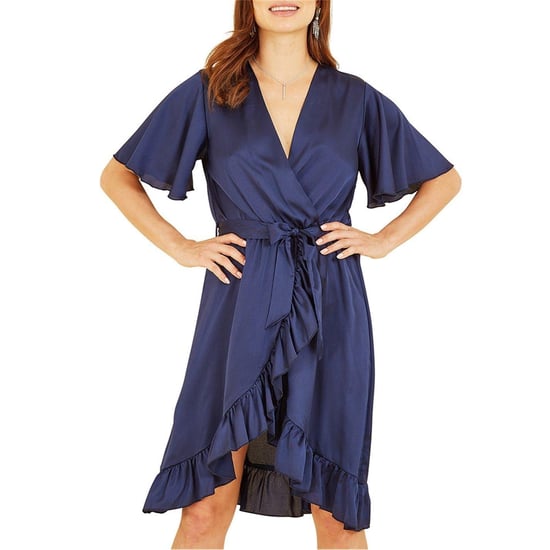 Mela London Womens/Ladies V Neck Flutter Wrap Dress (Navy) - Image 3