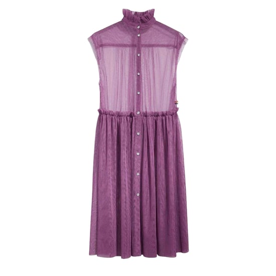 Levis Dames Radical Sheer Banded Collar Mouwloze Midi-Jurk (Paars) - Image 1