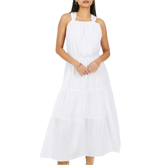 Brave Soul Dames Gelaagde Halter Nek Mouwloze Midi Jurk (Wit) - Image 2