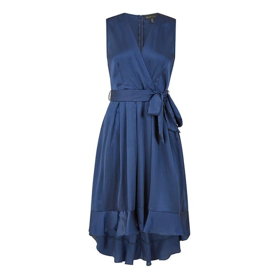Mela London Womens/Ladies Satin V Neck Sleeveless Wrap Dress (Navy) - Image 1