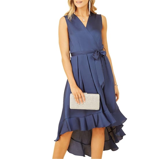 Mela London Womens/Ladies Satin V Neck Sleeveless Wrap Dress (Navy) - Image 3
