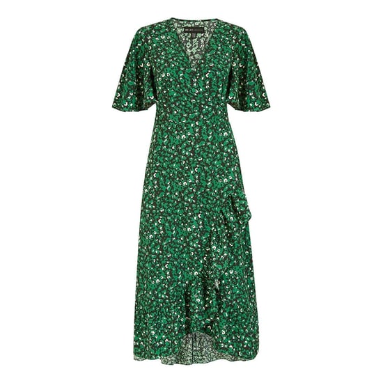 Mela London Womens/Ladies Leopard Print V Neck Flutter Wrap Dress (Green) - Image 1