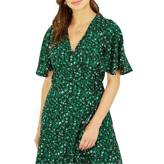 Mela London Womens/Ladies Leopard Print V Neck Flutter Wrap Dress (Green) - Image 3
