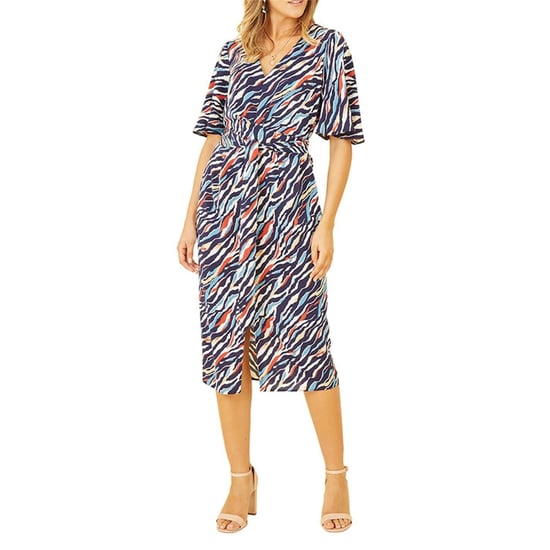 Yumi Womens/Ladies Zebra Print V Neck Wrap Dress (Navy) - Image 1