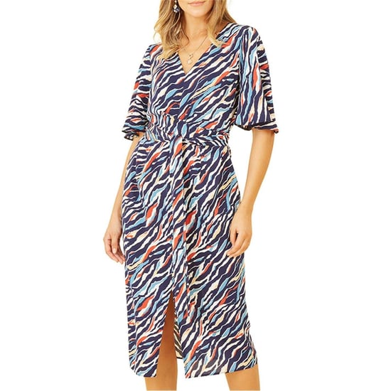 Yumi Womens/Ladies Zebra Print V Neck Wrap Dress (Navy) - Image 4