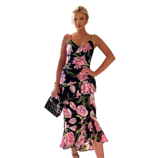 AX Paris Midi-jurk met bandjes van polyester met bloemenprint voor dames (Zwart) - Image 3