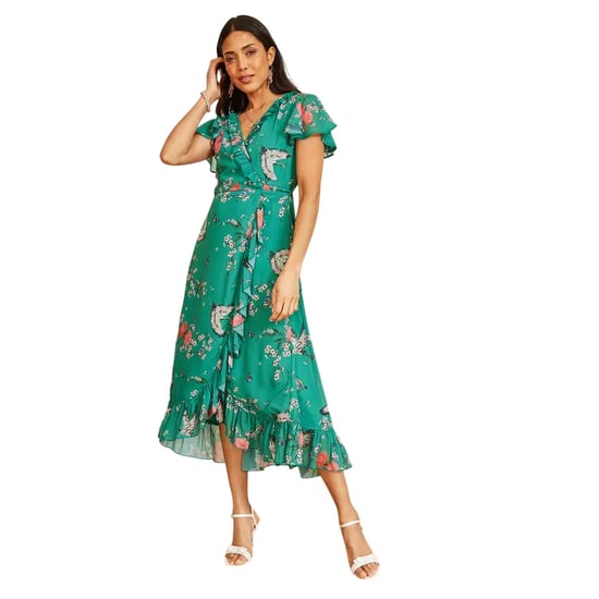 Yumi Crane-wikkeljurk met V-hals voor dames (Groen) - Image 3