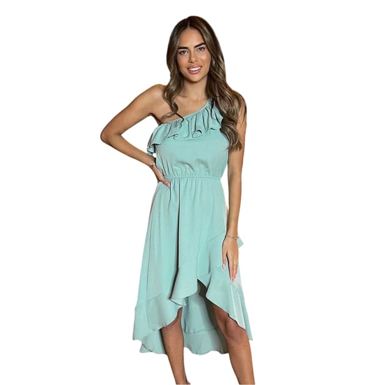 AX Paris Womens/Ladies Frill Shoulder One Shoulder Dress (Duck Egg) - Image 1